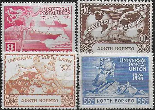 1949 North Borneo UPU 75th Anniversary 4v. MNH SG n. 352/55