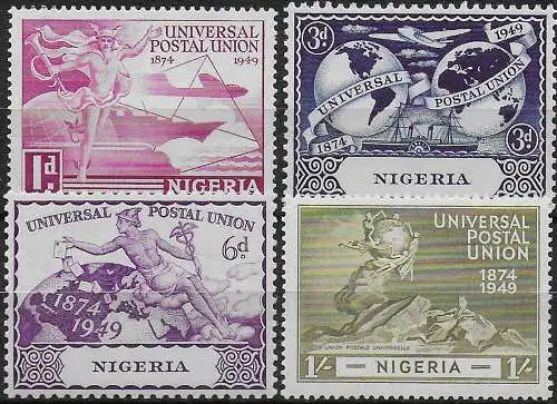 1949 Nigeria UPU 75th Anniversary 4v. MNH SG n. 64/67