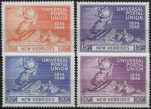 1949 New Hebrides UPU 75th Anniversary 4v. MNH SG n. 64/67