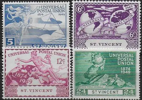 1949 St Vincent UPU 75th Anniversary 4v. MNH SG n. 178/81