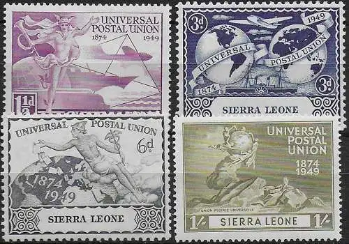1949 Sierra Leone UPU 75th Anniversary 4v. MNH SG n. 205/08