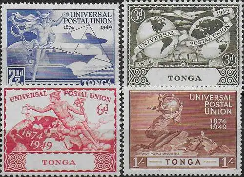 1949 Tonga UPU 75th Anniversary 4v. MNH SG n. 88/91