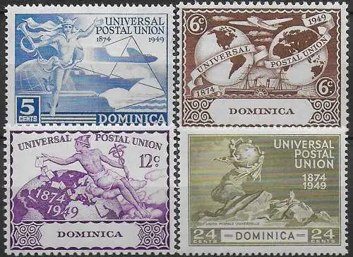 1949 Dominica UPU 75th Anniversary 4v. MNH SG n. 114/17