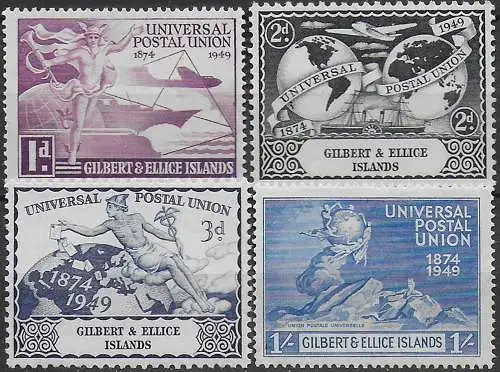 1949 Gilbert and Ellice UPU 75th Anniversary 4v. MNH SG n. 59/62