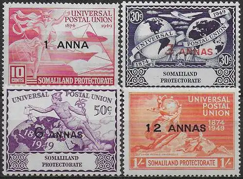 1949 Somaliland UPU 75th Anniversary 4v. MNH SG n. 121/24