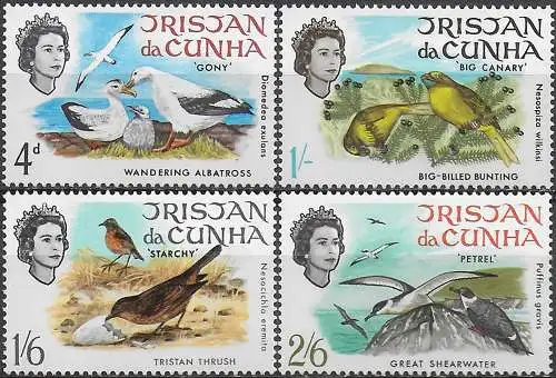 1968 Tristan da Cunha birds 4v. MNH SG n. 113/116