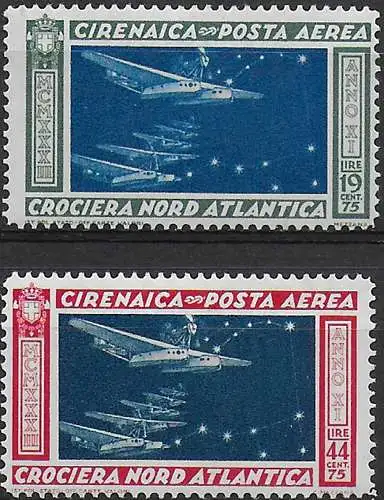 1933 Cirenaica Crociera Balbo airmail MNH Sassone n. 18/19