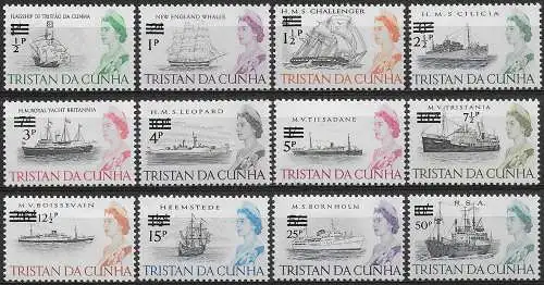 1971 Tristan da Cunha Decimal currency 12v. MNH SG n. 137/48