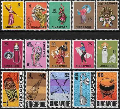 1968-73 Singapore Dances 15v. MNH SG n. 101/15