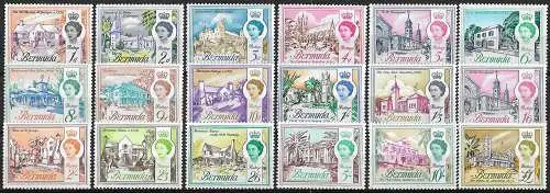 1962-68 Bermuda Buildings 18v. MNH SG n. 163/79