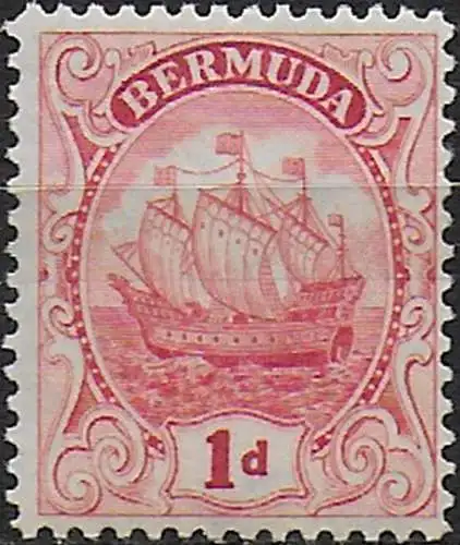 1925 Bermuda Sailing ship 1d. carmine MNH SG n. 78c