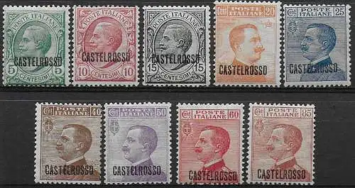 1922 Castelrosso ordinaria 9v. MNH Sassone n. 1/9