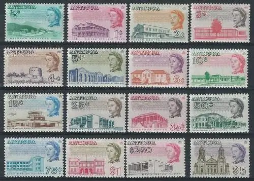 1966-70 Antigua Edifici 16v. MNH SG n.180/95