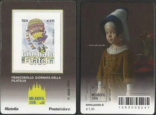 2016 Italia tessera filatelica Milanofil Unificato. n. 1244