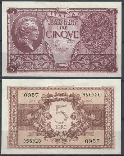 1944-52 Lire 5 Atena Elmata FDS BI 67 Alfa