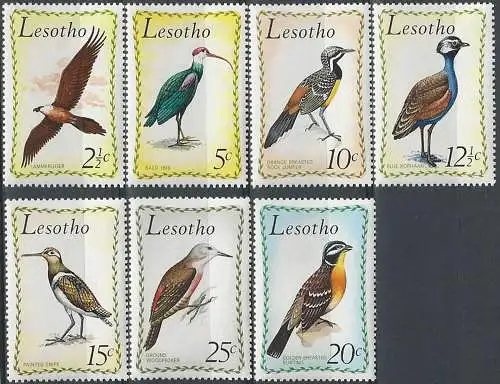 1971 Lesotho birds 7v. MNH SG n. 204/10