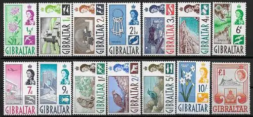 1960-62 Gibraltar Elisabetta II 14v. MNH SG n. 160/73