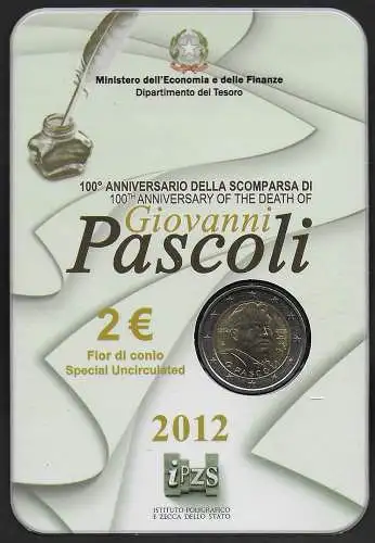 2012 Italia euro 2,00 Pascoli FDC-BU