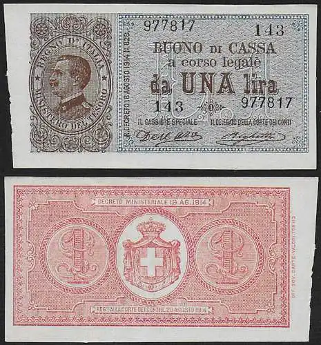 1914 Italia VE III Lire 1 FDS Rif. BC 11 Alfa