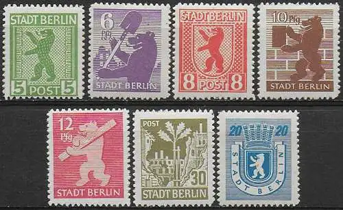 1945 Germania Brandeburgo sovietica 7v. MNH Unif n. 1B/7B