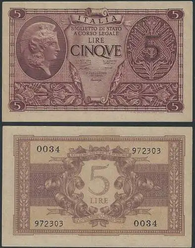 1944-46 Lire 5 Atena Elmata FDS BI 65 Alfa