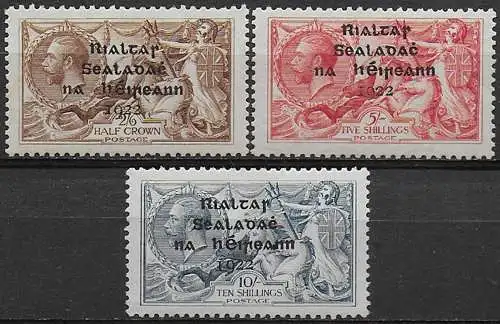 1922 Irlanda cavalli marini 3v. MNH SG n. 17/21