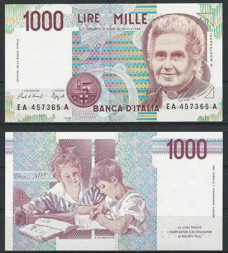 1990 Italia Lire 1.000 Maria Montessori FDS Rif. BI 58A Gigante