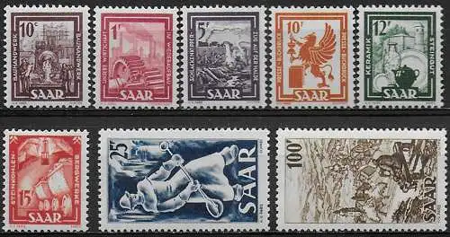 1949-50 Saar French occupation Industry 8v. MNH Unificato n. 255/62