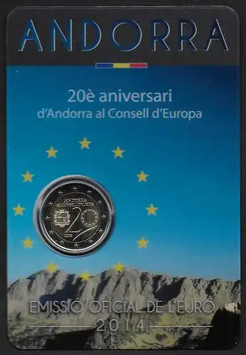 2014 Andorra euro 2,00 Consiglio d'Europa FDC