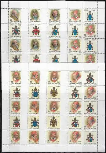 1999 Vaticano Papi 8BF MNH Sass n. 36/43