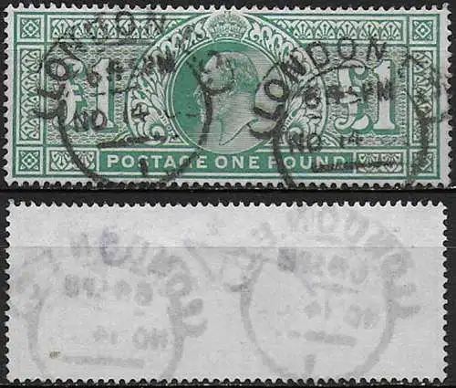 1902 Great Britain £1 green cancelled SG n. 266