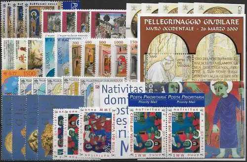 2001 Vaticano annata completa 38v+1MS+1 booklet MNH