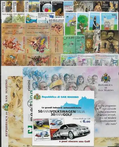 2004 San Marino annata completa 32v+3MS+1LB MNH