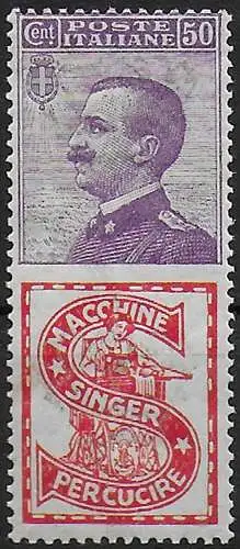 1924-25 Italia Pubblicitari 50c. Singer MNH Sassone n. 16