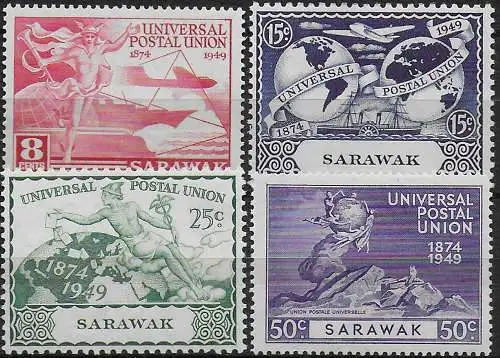 1949 Sarawak UPU 75th Anniversary 4v. MNH SG n. 167/70