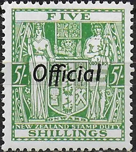 1938 New Zealand George VI 5s. green Official MNH SG n. O119