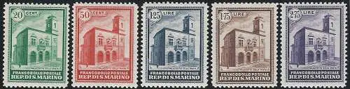 1932 San Marino Post Office Inauguration 5v. MNH Sassone n. 159/63