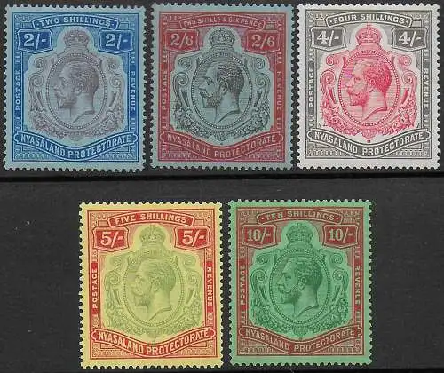 1924-29 Nyasaland Giorgio V 5v. MNH SG n. 109/13