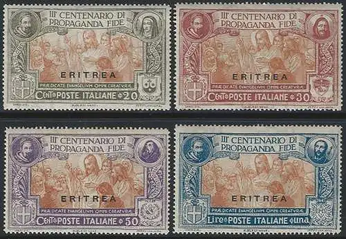 1923 Eritrea Propaganda Fide 4v. MNH Sassone n. 61/64