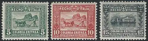 1928-29 Eritrea soggetti africani 3v. bc. MNH Sassone n. 129/31