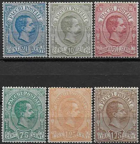 1884-86 Italia pacchi postali bc 6v. MNH Sassone n. 1/6