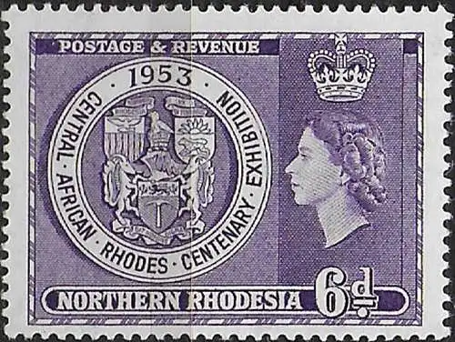 1953 Northern Rhodesia Rhodes Centenary Exibition 1v. MNH SG n. 59