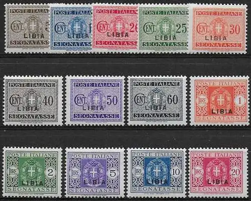 1934 Libia Segnatasse 13v. MNH Sassone n. 12/24