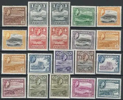 1953-62 Antigua Elisabetta II 20v. MNH SG n. 120a/34+a