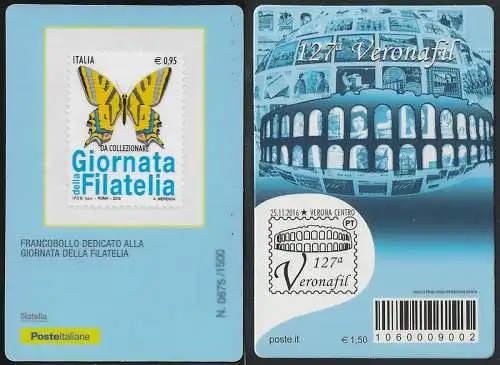 2016 Italia tessera filatelica Veronafil Unificato n. 1247