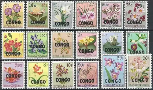 1960 Congo flowers 18v. MNH Yvert n. 382/399