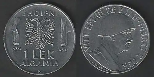 1939 Albania VE III 1 Lek acmonital Aquila bicipite SPL