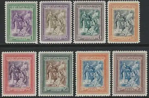 1947 San Marino Ricostruzione 8v. MNH Sass. n. 312/17+A