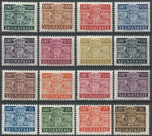 1945 San Marino segnatasse Stemma 16v. MNH Sass. n. Tx 65/80