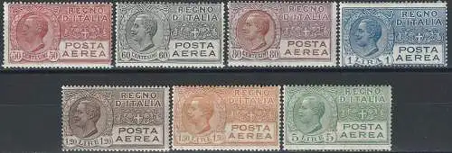 1926-28 Italia VE III posta aerea 7v. mc MNH Sassone n. 2A/7